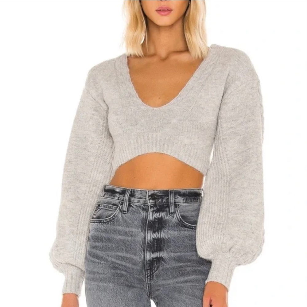 For love and lemons gray cropped sweater